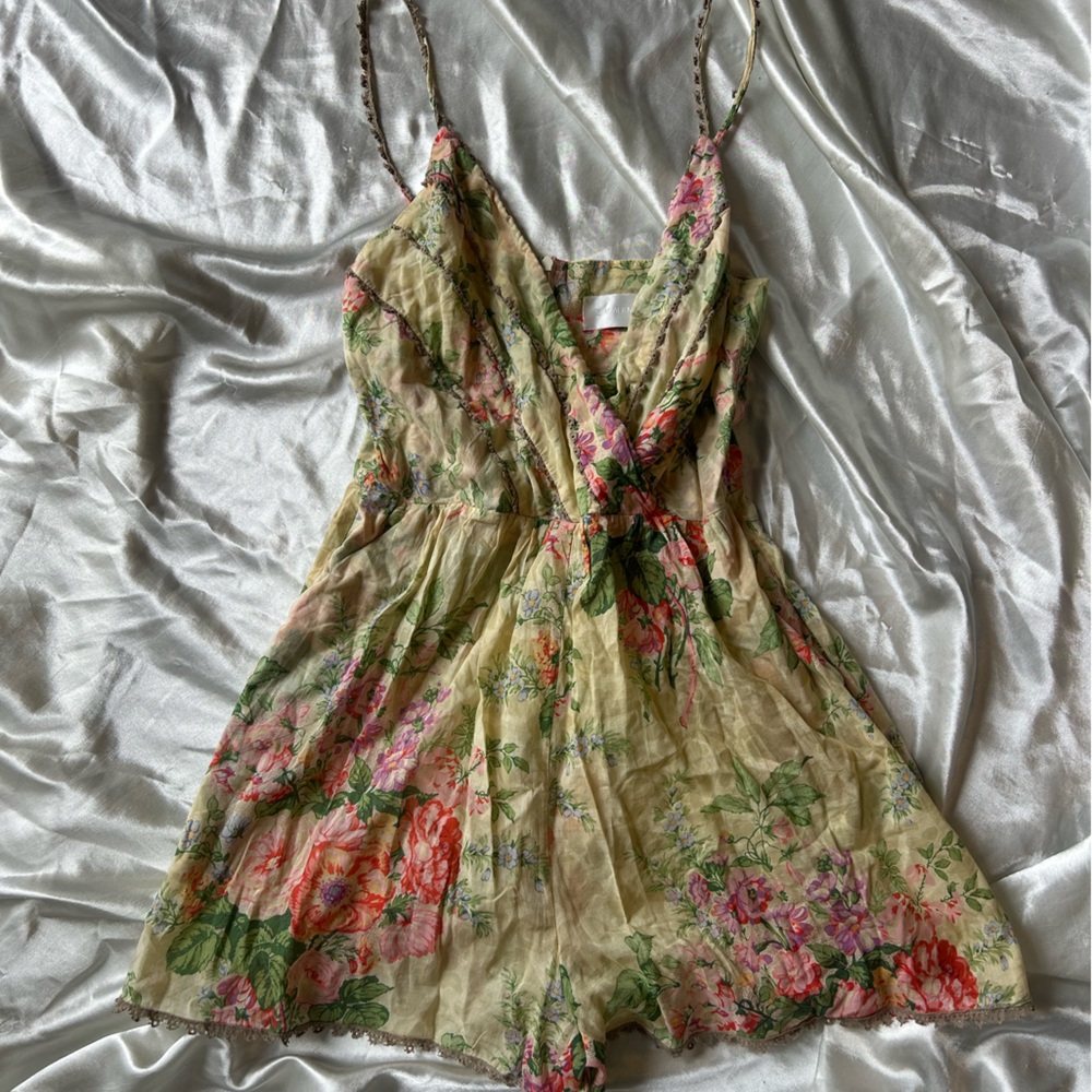 Zimmermann Floral romper in yellow and Pink